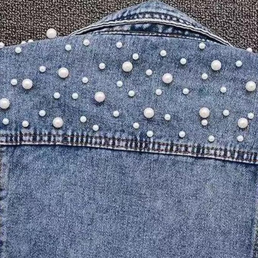 Pearl Embellished Denim Jacket - Picture 3 of 4